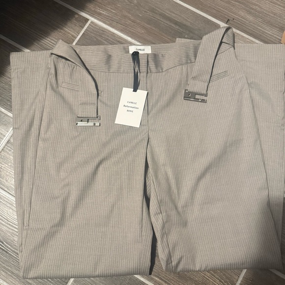 Reformation low rise Cherie Pant ‘Shitake Stripe’ size 10 - Picture 5 of 6